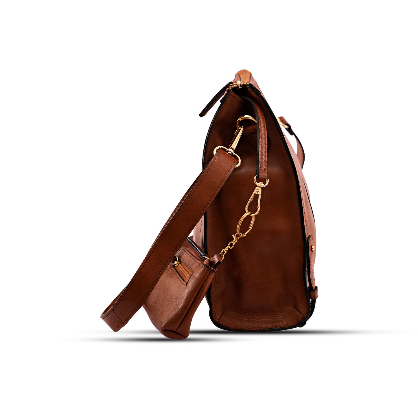 Evelyn Satchel Leather Handbag - Tan
