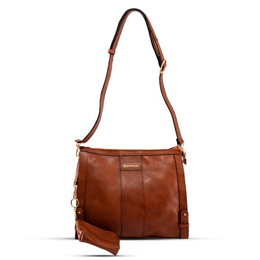 Evelyn Satchel Leather Handbag - Tan